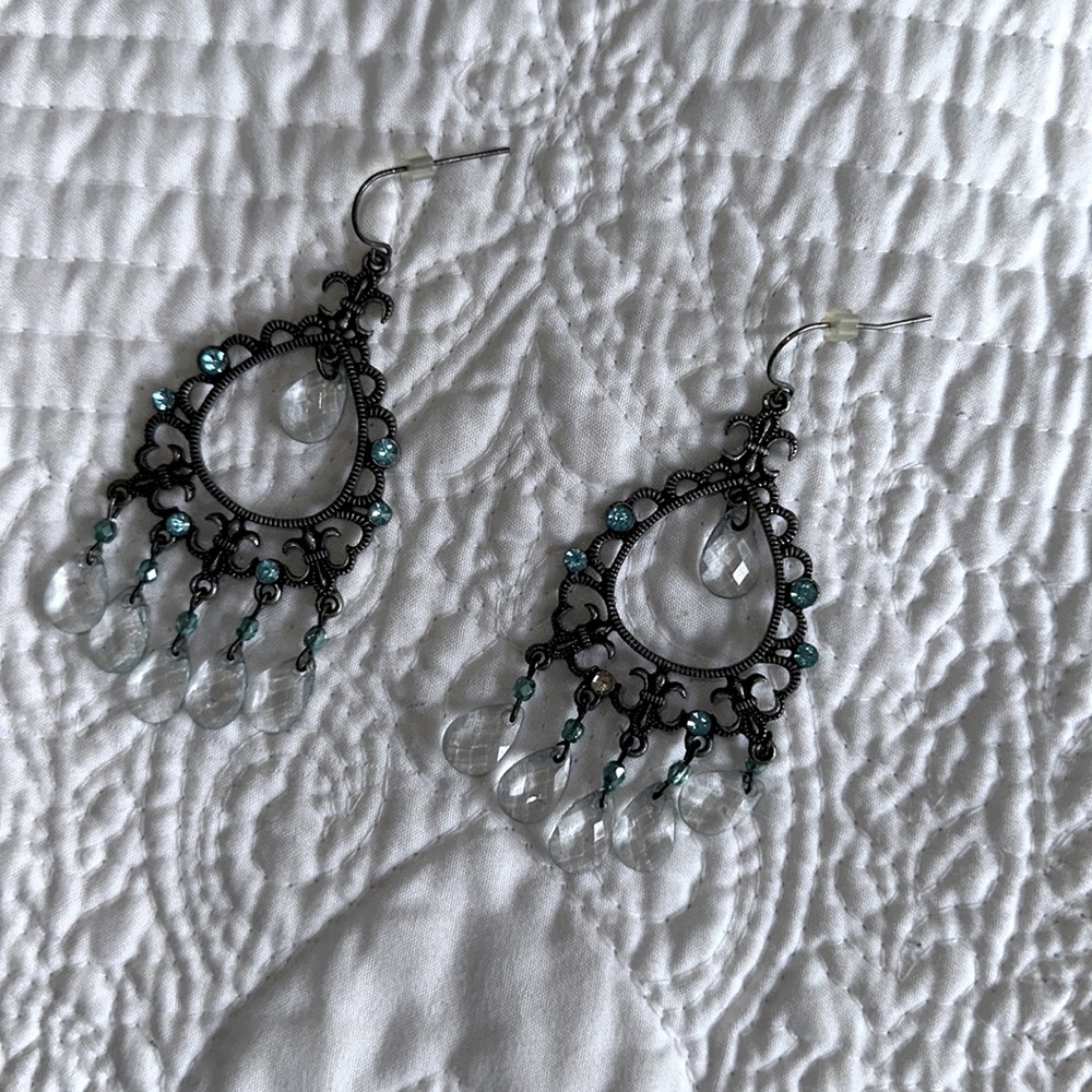 Earrings - beautiful chandelier, only worn once! Great condition - charms intact